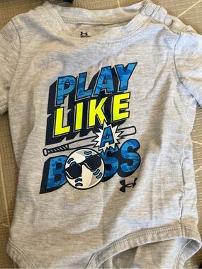 Under Armour Kids Gray Bodysuit with Blue and Neon Yellow Graphic